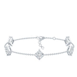 Certified Princess Cut Lab Grown Diamond Wedding Chain Bracelet