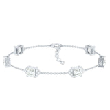 Princess Cut Lab Grown Diamond Station Chain Bracelet