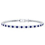 Certified Lab Grown Diamond and Sapphire Wedding Tennis Bracelet