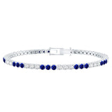 Prong Set Lab Grown Diamond Sapphire Eternity Tennis Bracelet