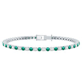Certified Lab Grown Diamond and Emerald Wedding Tennis Bracelet