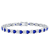Heart Shape Lab Grown Blue Sapphire and Diamond Tennis Bracelet