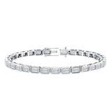 Emerald Cut Lab Grown Diamond Tennis Bracelet in Bezel Setting
