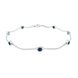 Bezel Set London Blue Topaz Station Chain Bracelet