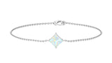 2 Carat Princess Cut Ethiopian Opal Solitaire Chain Bracelet