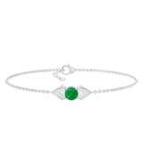 Genuine Emerald and Diamond Chain Bracelet For Her