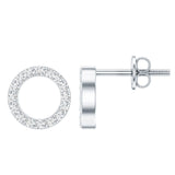 Lab Grown Diamond Circle Stud Earrings With Screw Back