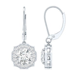 Certified Lab Grown Diamond Flower Art Deco Drop Earrings