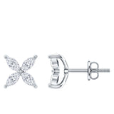 Certified Lab Grown Diamond Flower Earrings With Screw Back