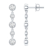 Round Cut Diamond Chain Dangle Earrings For Women