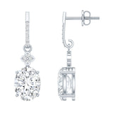 Oval Cut Lab Grown Diamond Dangling Earrings For Bride