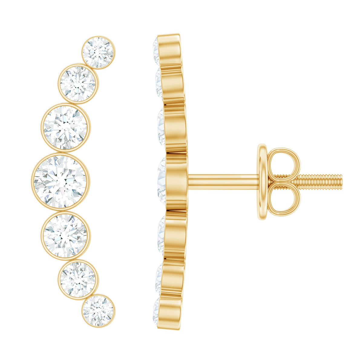 Natural Diamond Climber Earrings with Screw Back