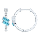 Natural Half Carat Aquamarine Hoop Earrings with Lab Diamond