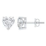 1 Carat Lab Grown Diamond Heart Stud Earrings in 14K Gold Plated Silver