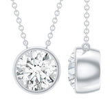 Bezel Set 1.2 Carat Lab Grown Diamond Solitaire Stackable Necklace