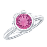 1.2 Carat Round Pink Tourmaline Flower Engagement Ring