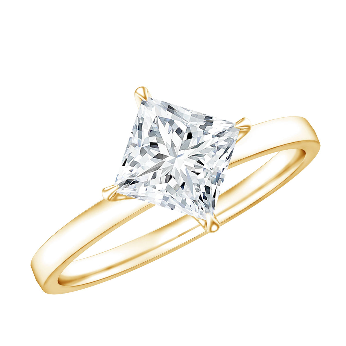1.25 CT Princess Cut Lab Grown Diamond Solitaire Engagement Ring
