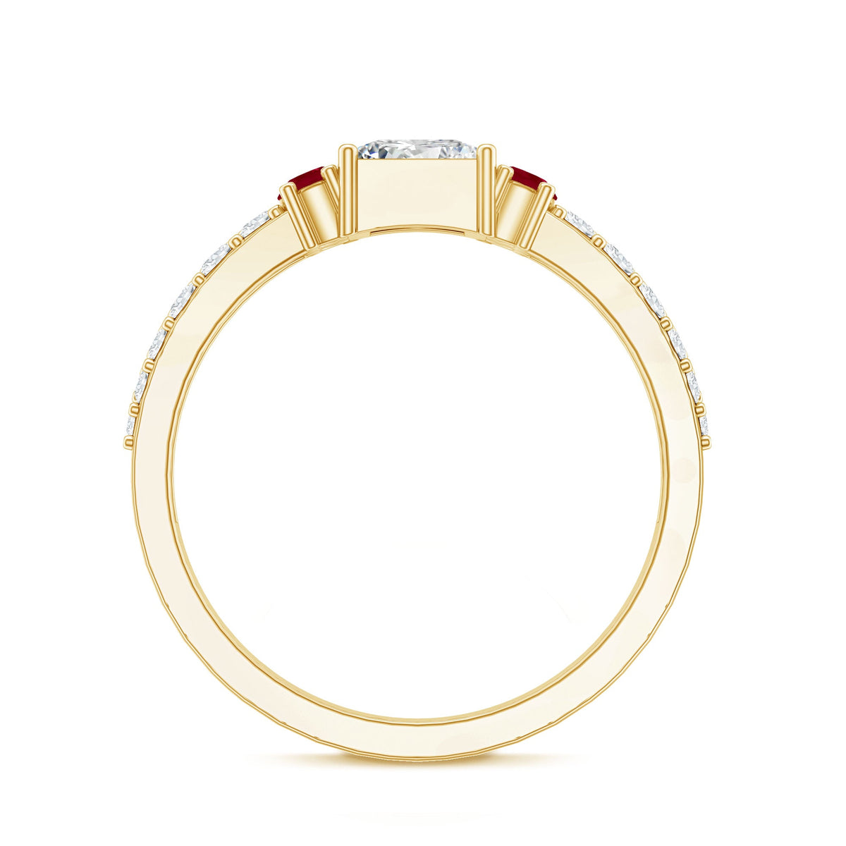Lab Grown Diamond 0.8 Carat Princess Cut Engagement Ring With Ruby