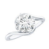 Lab Grown 2 Carat Diamond Bypass Engagement Ring With Diagonal 4 Prong