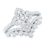 1.25 Carat Princess Cut Lab Grown Diamond Designer Bridal Ring Set
