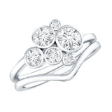 Bezel Set Lab Created Diamond Cluster Wedding Ring Set