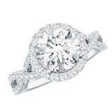 Criss Cross Lab Grown Diamond Halo Engagement Ring For Women